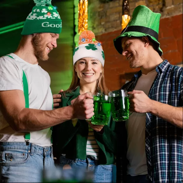 OurWarm 3 Pcs Light up St Patricks Day Hats for Women Green Beanie Hats for Men Winter Hat St Patricks Day Accessories Lucky Irish Shamrock hat Knit Cap for Women and ManOurWarm 3 Pcs Light up St Patricks Day Hats for Women Green Beanie Hats for Men Winter Hat St Patricks Day Accessories Lucky Irish Shamrock hat Knit Cap for Women and Man