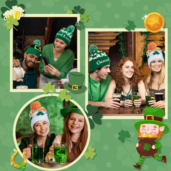 OurWarm 3 Pcs Light up St Patricks Day Hats for Women Green Beanie Hats for Men Winter Hat St Patricks Day Accessories Lucky Irish Shamrock hat Knit Cap for Women and ManOurWarm 3 Pcs Light up St Patricks Day Hats for Women Green Beanie Hats for Men Winter Hat St Patricks Day Accessories Lucky Irish Shamrock hat Knit Cap for Women and Man
