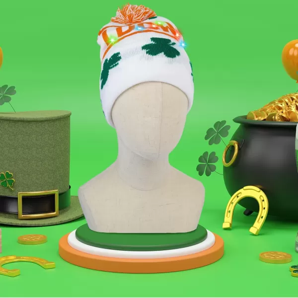 OurWarm 3 Pcs Light up St Patricks Day Hats for Women Green Beanie Hats for Men Winter Hat St Patricks Day Accessories Lucky Irish Shamrock hat Knit Cap for Women and ManOurWarm 3 Pcs Light up St Patricks Day Hats for Women Green Beanie Hats for Men Winter Hat St Patricks Day Accessories Lucky Irish Shamrock hat Knit Cap for Women and Man