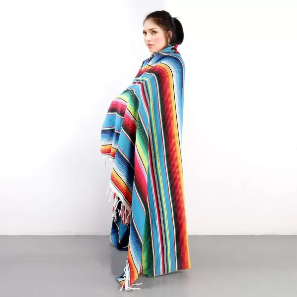 OurWarm 59 x 84 Inch Mexican Tablecloth Serape Blanket for Mexican Party Wedding Decorations Large Square Cotton Fringe Table Cloth Colorful Mexican Blanket Outdoor Fiesta Table Cover Picnic BlueOurWarm 59 x 84 Inch Mexican Tablecloth Serape Blanket for Mexican Party Wedding Decorations Large Square Cotton Fringe Table Cloth Colorful Mexican Blanket Outdoor Fiesta Table Cover Picnic Blue
