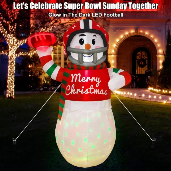 OurWarm 5ft Christmas Inflatables Blow Up Yard Decorations Upgraded Snowman Inflatable with Rotating LED Lights for Christmas Decorations Indoor Outdoor Yard Garden Decorations6FT Football Snowman