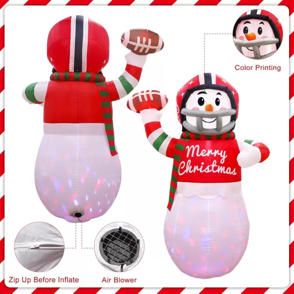 OurWarm 5ft Christmas Inflatables Blow Up Yard Decorations Upgraded Snowman Inflatable with Rotating LED Lights for Christmas Decorations Indoor Outdoor Yard Garden Decorations6FT Football Snowman