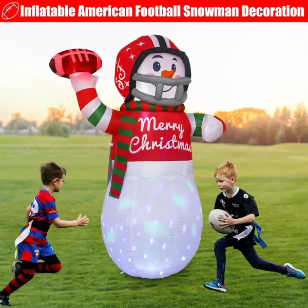 OurWarm 5ft Christmas Inflatables Blow Up Yard Decorations Upgraded Snowman Inflatable with Rotating LED Lights for Christmas Decorations Indoor Outdoor Yard Garden Decorations6FT Football Snowman