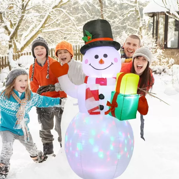 OurWarm 5ft Christmas Inflatables Blow Up Yard Decorations Upgraded Snowman Inflatable with Rotating LED Lights for Christmas Decorations Indoor Outdoor Yard Garden DecorationsSnowman Inflatable