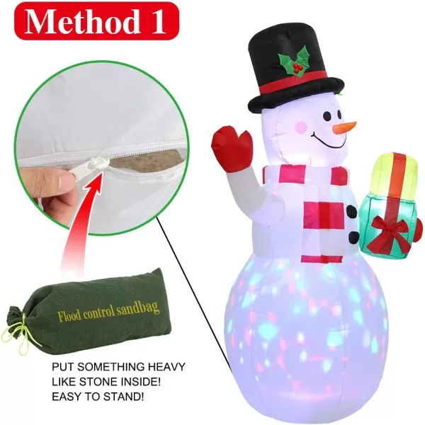 OurWarm 5ft Christmas Inflatables Blow Up Yard Decorations Upgraded Snowman Inflatable with Rotating LED Lights for Christmas Decorations Indoor Outdoor Yard Garden DecorationsSnowman Inflatable