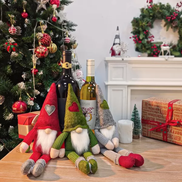 OurWarm 6pcs Christmas Gnomes Wine Bottle Cover Santa Handmade Swedish Tomte Plush Gnomes Wine Bottle Toppers for Home Holiday Christmas DecorationsOurWarm 6pcs Christmas Gnomes Wine Bottle Cover Santa Handmade Swedish Tomte Plush Gnomes Wine Bottle Toppers for Home Holiday Christmas Decorations