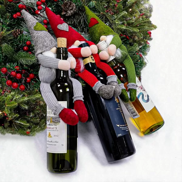 OurWarm 6pcs Christmas Gnomes Wine Bottle Cover Santa Handmade Swedish Tomte Plush Gnomes Wine Bottle Toppers for Home Holiday Christmas DecorationsOurWarm 6pcs Christmas Gnomes Wine Bottle Cover Santa Handmade Swedish Tomte Plush Gnomes Wine Bottle Toppers for Home Holiday Christmas Decorations