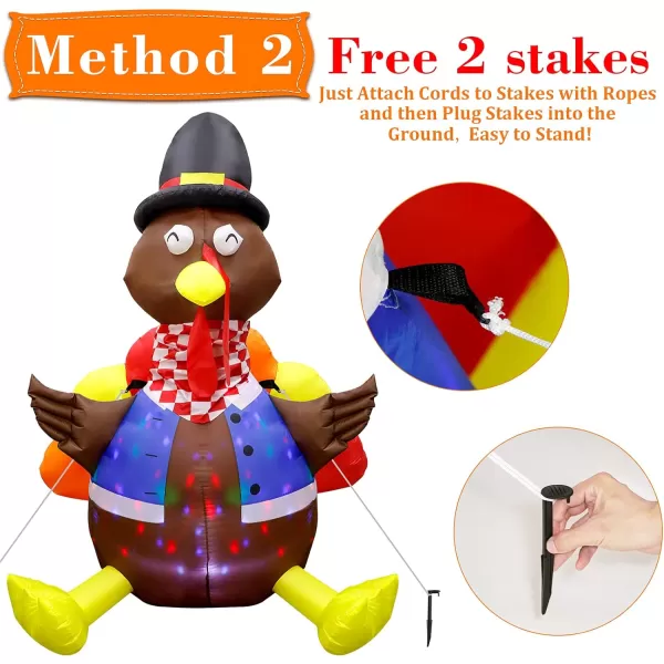 OurWarm 8FT Thanksgiving Inflatables Outdoor DecorationsInflatable Turkey Blow up Yard Decorations with LED Lights and Cornucopia for Indoor Outdoor Thanksgiving Fall Autumn Yard Lawn Party Decor6FT