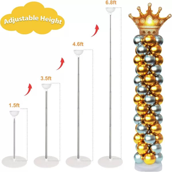 OurWarm Balloon Column Kit Set of 2 Balloon Stand for Floor with Base and Metal Telescopic Pillar Adjustable Height 68FT Stable Balloon Arch Stands for Birthday Wedding Halloween Xmas DecorationsMetal Balloon Stand Kit