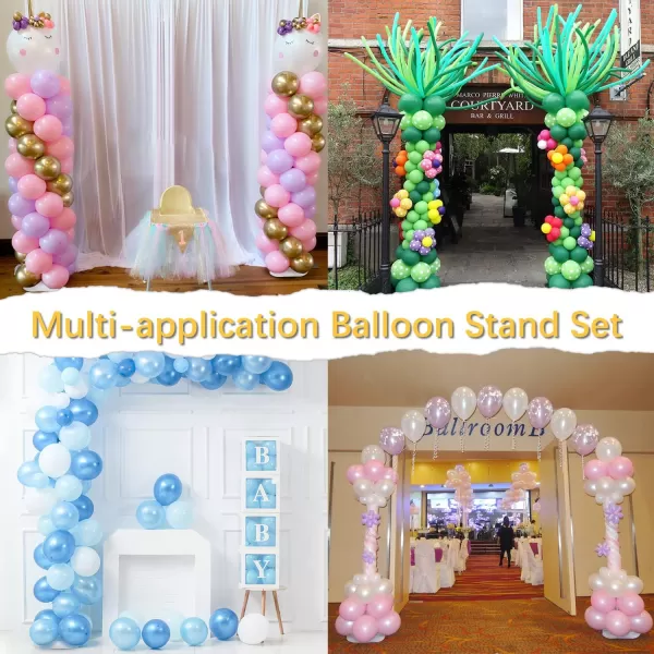 OurWarm Balloon Column Kit Set of 2 Balloon Stand for Floor with Base and Metal Telescopic Pillar Adjustable Height 68FT Stable Balloon Arch Stands for Birthday Wedding Halloween Xmas DecorationsMetal Balloon Stand Kit