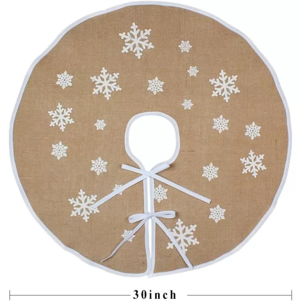 OurWarm Burlap Christmas Tree Skirt 30 Inch Small Xmas Tree Skirt White Snowflake Printed Vintage Christmas DecorationsOurWarm Burlap Christmas Tree Skirt 30 Inch Small Xmas Tree Skirt White Snowflake Printed Vintage Christmas Decorations