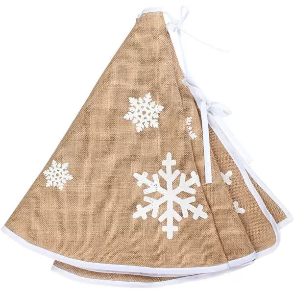 OurWarm Burlap Christmas Tree Skirt 30 Inch Small Xmas Tree Skirt White Snowflake Printed Vintage Christmas DecorationsOurWarm Burlap Christmas Tree Skirt 30 Inch Small Xmas Tree Skirt White Snowflake Printed Vintage Christmas Decorations