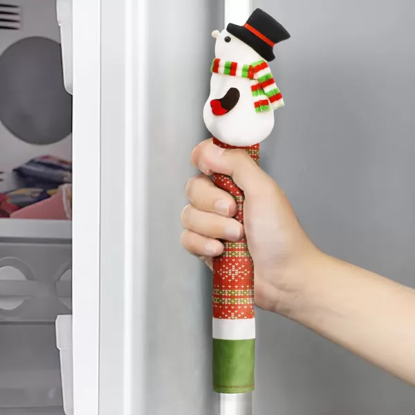 OurWarm Christmas Refrigerator Handle Covers Set of 4 Christmas Kitchen Decor Nutcracker Fridge Door Handle Cover Appliance Handle Covers for Christmas Decorations4pcs Snowman Couple