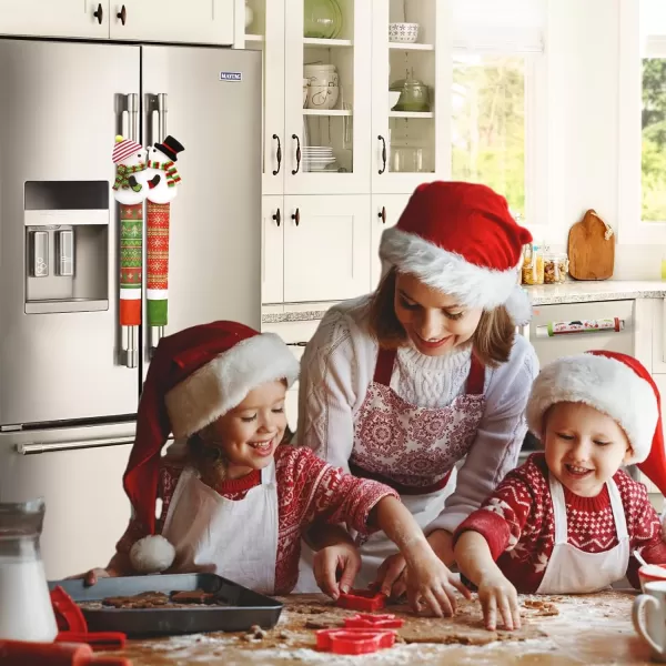 OurWarm Christmas Refrigerator Handle Covers Set of 4 Christmas Kitchen Decor Nutcracker Fridge Door Handle Cover Appliance Handle Covers for Christmas Decorations4pcs Snowman Couple