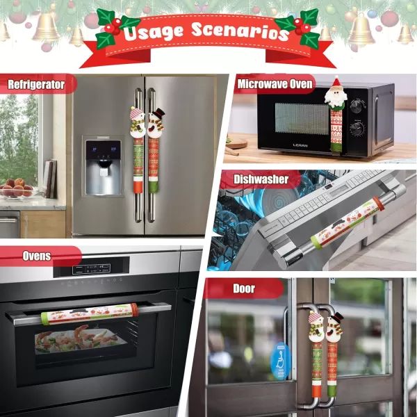 OurWarm Christmas Refrigerator Handle Covers Set of 4 Christmas Kitchen Decor Nutcracker Fridge Door Handle Cover Appliance Handle Covers for Christmas Decorations4pcs Snowman Couple