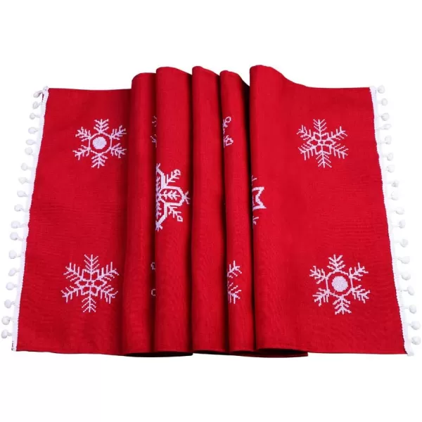 OurWarm Christmas Table Runner 16 x 72 Inch Red Table Runner with White Snowflake Pattern Embroidered Table Linens for Winter Holiday Christmas Table DecorationsOurWarm Christmas Table Runner 16 x 72 Inch Red Table Runner with White Snowflake Pattern Embroidered Table Linens for Winter Holiday Christmas Table Decorations