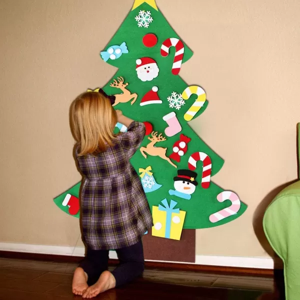 OurWarm DIY Felt Christmas Tree with Ornaments 3ft Felt Christmas Tree for Kids Xmas Gifts and Christmas Door Wall Hanging Decor1Green
