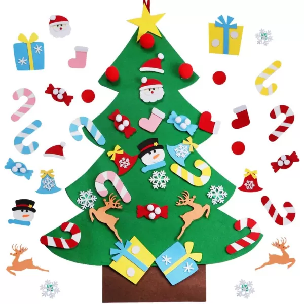 OurWarm DIY Felt Christmas Tree with Ornaments 3ft Felt Christmas Tree for Kids Xmas Gifts and Christmas Door Wall Hanging Decor1Green