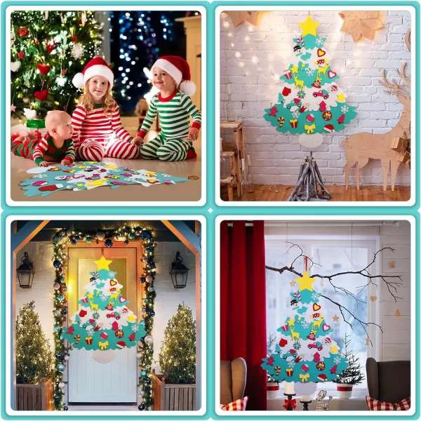 OurWarm DIY Felt Christmas Tree with Ornaments 3ft Felt Christmas Tree for Kids Xmas Gifts and Christmas Door Wall Hanging DecorGreen and White