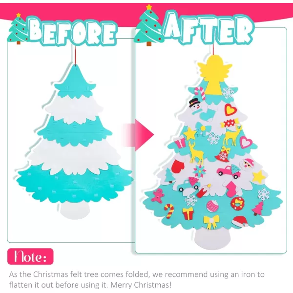 OurWarm DIY Felt Christmas Tree with Ornaments 3ft Felt Christmas Tree for Kids Xmas Gifts and Christmas Door Wall Hanging DecorGreen and White