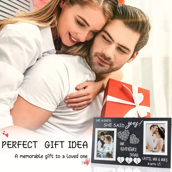 OurWarm Engagement Gifts for Couples 2 In 1 Wedding Countdown Calendar Engagement Picture Frame Mr and Mrs Husband Wife or Fiance Romantic Love Picture Frame Gift  4x6 Inches Photo FrameDouble photo frame gray