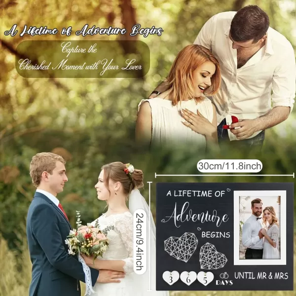 OurWarm Engagement Gifts for Couples 2 In 1 Wedding Countdown Calendar Engagement Picture Frame Mr and Mrs Husband Wife or Fiance Romantic Love Picture Frame Gift  4x6 Inches Photo FrameSingle photo frame gray