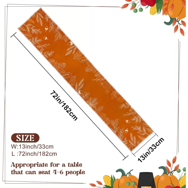 OurWarm Fall Table Runner 72 Inches Long Double Sided Eucalyptus Leaves Table Runners Harvest Thanksgiving Table Runners Holiday Dining Room Kitchen Table Party Decorations 13 x 72 Inch13inches x 72 Inches