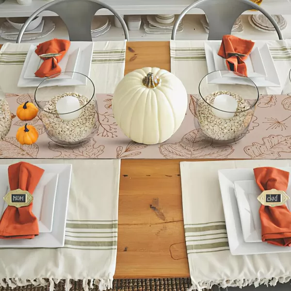 OurWarm Fall Table Runner 72 Inches Long Double Sided Eucalyptus Leaves Table Runners Harvest Thanksgiving Table Runners Holiday Dining Room Kitchen Table Party Decorations 13 x 72 Inch13inches x 72 Inches