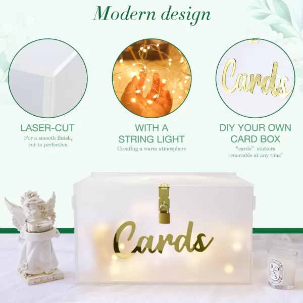 OurWarm Frosted Acrylic Wedding Card Box with String Light Large Gift Card Box Holder for Wedding Reception Honeymoon Fund Envelope Money Box for Party Graduation Baby Shower Birthday DecorationsOurWarm Frosted Acrylic Wedding Card Box with String Light Large Gift Card Box Holder for Wedding Reception Honeymoon Fund Envelope Money Box for Party Graduation Baby Shower Birthday Decorations