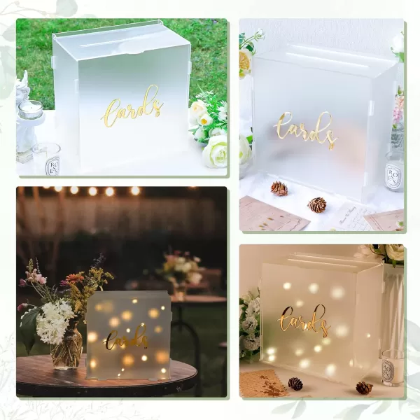 OurWarm Frosted Acrylic Wedding Card Box with String Light Large Reception Gift DIY Envelope Money Memory Box for Party Graduation Birthday Baby Shower Decorations10x10x58 inchesOurWarm Frosted Acrylic Wedding Card Box with String Light Large Reception Gift DIY Envelope Money Memory Box for Party Graduation Birthday Baby Shower Decorations10x10x58 inches