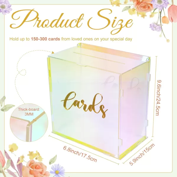 OurWarm Iridescent Acrylic Wedding Card Box with String Light DIY Gift Card Box for Wedding Reception Wedding Envelope Money Card Box Holder for Party Graduation Baby Shower Birthday DecorationsOurWarm Iridescent Acrylic Wedding Card Box with String Light DIY Gift Card Box for Wedding Reception Wedding Envelope Money Card Box Holder for Party Graduation Baby Shower Birthday Decorations