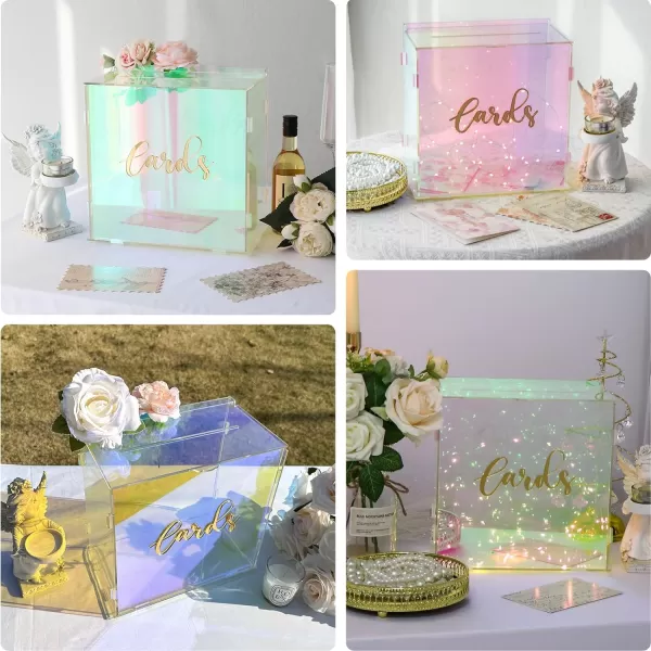 OurWarm Iridescent Acrylic Wedding Card Box with String Light DIY Gift Card Box for Wedding Reception Wedding Envelope Money Card Box Holder for Party Graduation Baby Shower Birthday DecorationsOurWarm Iridescent Acrylic Wedding Card Box with String Light DIY Gift Card Box for Wedding Reception Wedding Envelope Money Card Box Holder for Party Graduation Baby Shower Birthday Decorations