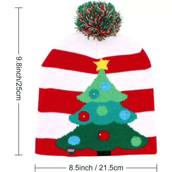 OurWarm LED Christmas Beanie Light up Christmas Hats Knit Hats with 6 Colorful LED Lights Unisex Winter Snow HatRed