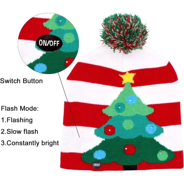 OurWarm LED Christmas Beanie Light up Christmas Hats Knit Hats with 6 Colorful LED Lights Unisex Winter Snow HatRed