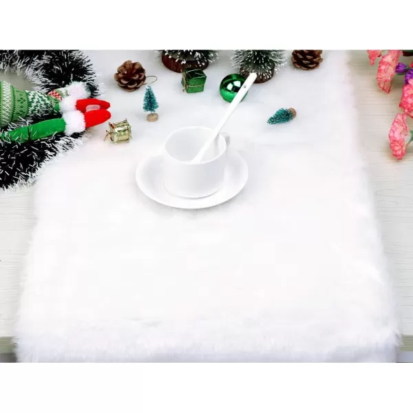 OurWarm Luxury Christmas Table Runner Snowy White Faux Fur Table Runner for Christmas Table Decorations 15 x 72 InchOurWarm Luxury Christmas Table Runner Snowy White Faux Fur Table Runner for Christmas Table Decorations 15 x 72 Inch