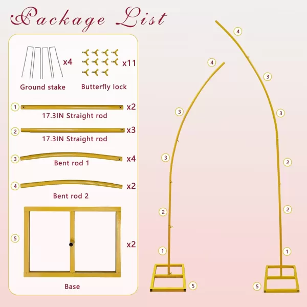 OurWarm Metal Wedding Arch Stand 82ft65ft Half Gold Wedding Arch Curved Top Flower Arch Backdrop Stand for Wedding Anniversary Bridal Shower Birthday Ceremony Background Stand Party DecorationsOurWarm Metal Wedding Arch Stand 82ft65ft Half Gold Wedding Arch Curved Top Flower Arch Backdrop Stand for Wedding Anniversary Bridal Shower Birthday Ceremony Background Stand Party Decorations