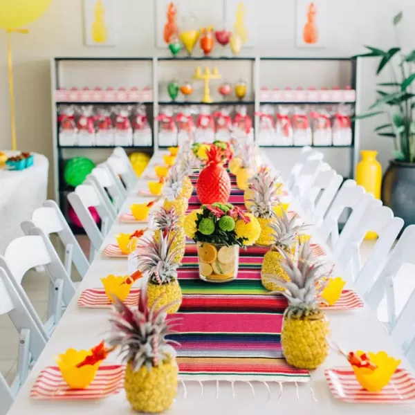 OurWarm Mexican Table Runner with Tassels 14in x 84in Fringe Cotton Striped Table Runners for Mexican Day of The Dead Party Decorations Mexican Serape Blanket Table RunnerPink