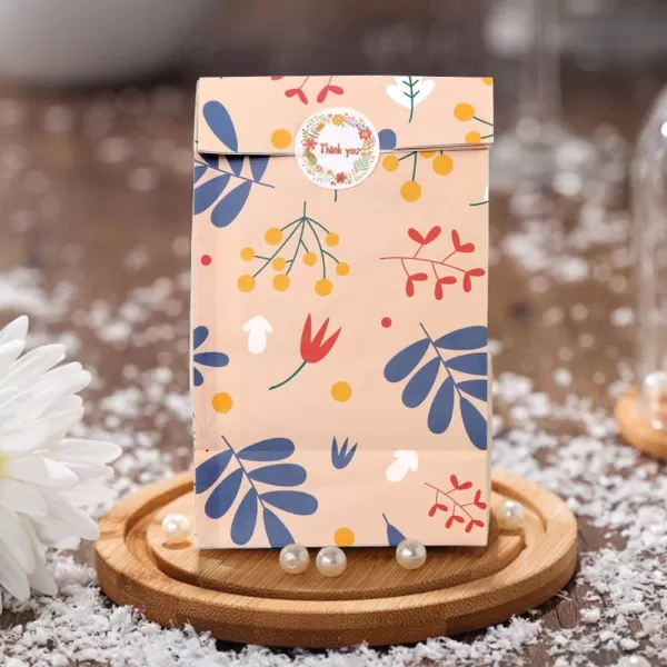 OurWarm PartyTalk 48pcs Floral Party Favor Bags Watercolor Flowers Paper Gift Bags Goodie Candy Treat Bags with Thank You Stickers for Wedding Birthday Baby Shower Tea Foral Party DecorFloral