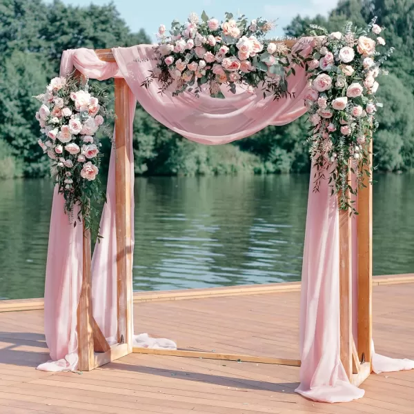 OurWarm Wedding Arch Draping Fabric 2 Panel Iridescent Fabric Pink Wedding Arch Decorations for Wedding Ceremony Decor 28 Width x 19Ft LengthPink