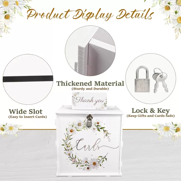 OurWarm Wedding Card Box for Wedding Reception PVC Gift Card Box White DIY Wedding Money Envelope Card Box for Party Graduation Baby Shower Birthday Wedding DecorationsDaisy