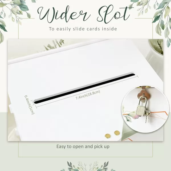 OurWarm Wedding Card Box for Wedding Reception PVC Gift Card Box White DIY Wedding Money Envelope Card Box for Party Graduation Baby Shower Birthday Wedding DecorationsEucalyptus