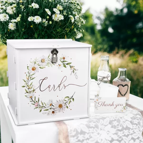 OurWarm Wedding Card Box for Wedding Reception PVC Gift Card Box White DIY Wedding Money Envelope Card Box for Party Graduation Baby Shower Birthday Wedding DecorationsDaisy