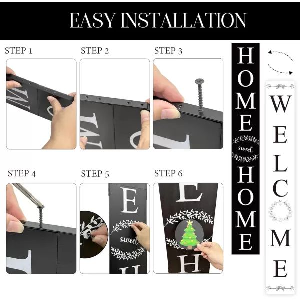 OurWarm Welcome amp Home Sign for Front Door 59 x 78 Inch Black Welcome White Home Interchangeable Wooden Leaner Sign with 12 Designed Icons Farmhouse Rustic Modern Porch Sign for Fall HarvestOurWarm Welcome amp Home Sign for Front Door 59 x 78 Inch Black Welcome White Home Interchangeable Wooden Leaner Sign with 12 Designed Icons Farmhouse Rustic Modern Porch Sign for Fall Harvest