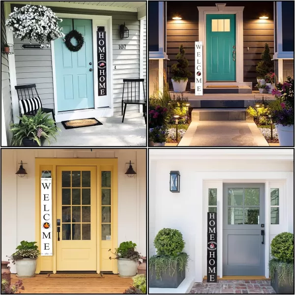 OurWarm Welcome amp Home Sign for Front Door 59 x 78 Inch Black Welcome White Home Interchangeable Wooden Leaner Sign with 12 Designed Icons Farmhouse Rustic Modern Porch Sign for Fall HarvestOurWarm Welcome amp Home Sign for Front Door 59 x 78 Inch Black Welcome White Home Interchangeable Wooden Leaner Sign with 12 Designed Icons Farmhouse Rustic Modern Porch Sign for Fall Harvest