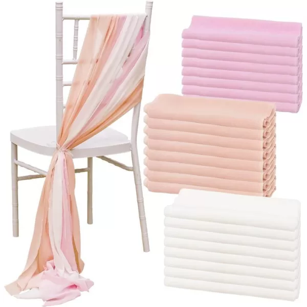 OurWarm 24Pcs Chiffon Chair Sashes for Wedding Aisle Chair Decorations Sashes for Chair Covers Wedding Aisle Decor for Ceremony Party Banquet14  75 inchPink