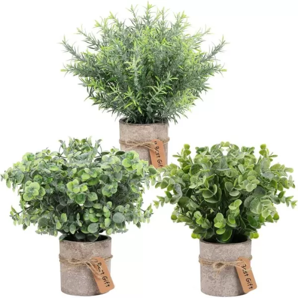 OurWarm 3 Pack Mini Potted Fake Plants Artificial Eucalyptus Plants Plastic Small Faux Rosemary Plants with Gift Tags for Rustic Farmhouse Home Bathroom Office Desk Indoor Greenery Tabletop DecorOurWarm 3 Pack Mini Potted Fake Plants Artificial Eucalyptus Plants Plastic Small Faux Rosemary Plants with Gift Tags for Rustic Farmhouse Home Bathroom Office Desk Indoor Greenery Tabletop Decor
