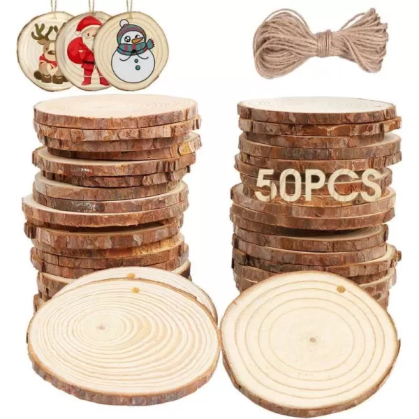 OurWarm 50pcs Natural Wood Slices Unfinished Wood Circles for Crafts Centerpieces 2025 Inches Predrilled Wood Craft Kit for Arts and DIY Christmas Tree OrnamentsOurWarm 50pcs Natural Wood Slices Unfinished Wood Circles for Crafts Centerpieces 2025 Inches Predrilled Wood Craft Kit for Arts and DIY Christmas Tree Ornaments