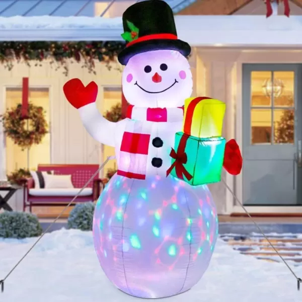 OurWarm 5ft Christmas Inflatables Blow Up Yard Decorations Upgraded Snowman Inflatable with Rotating LED Lights for Christmas Decorations Indoor Outdoor Yard Garden DecorationsSnowman Inflatable