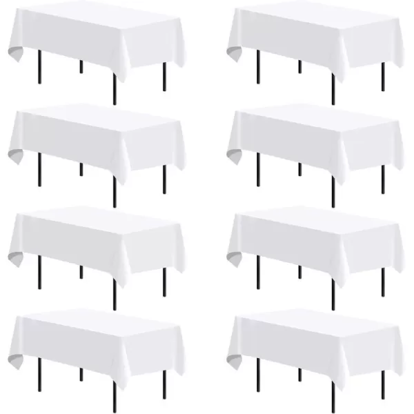 OurWarm 8PCS White Tablecloth 58 x 102 Inch Rectangle 6 Feet Table Cloth  Stain and Wrinkle Resistant Washable Polyester Table Cover for Dining Table Buffet Parties and CampingOurWarm 8PCS White Tablecloth 58 x 102 Inch Rectangle 6 Feet Table Cloth  Stain and Wrinkle Resistant Washable Polyester Table Cover for Dining Table Buffet Parties and Camping