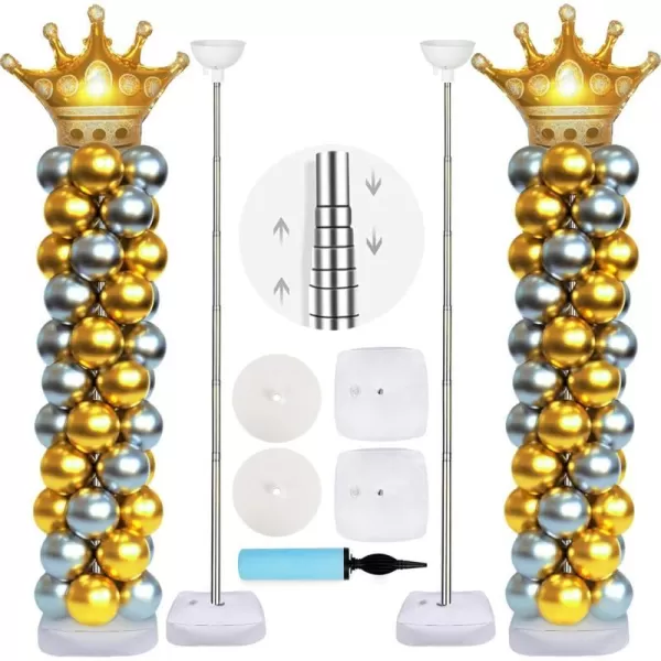 OurWarm Balloon Column Kit Set of 2 Balloon Stand for Floor with Base and Metal Telescopic Pillar Adjustable Height 68FT Stable Balloon Arch Stands for Birthday Wedding Halloween Xmas DecorationsMetal Balloon Stand Kit